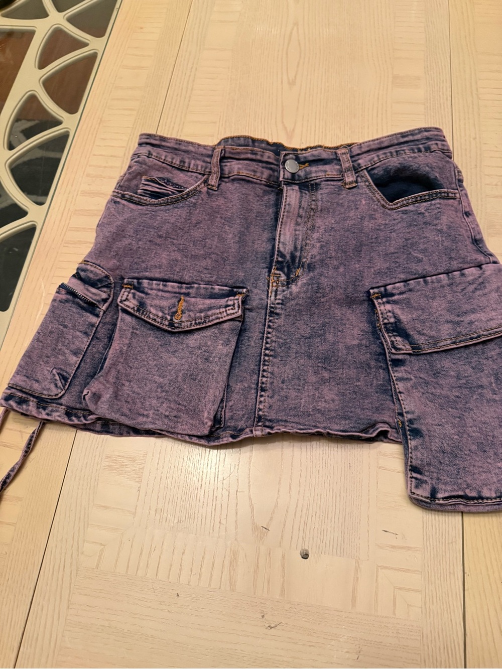 Daisy Blue Denim Skirt with Yellow Brand Tag